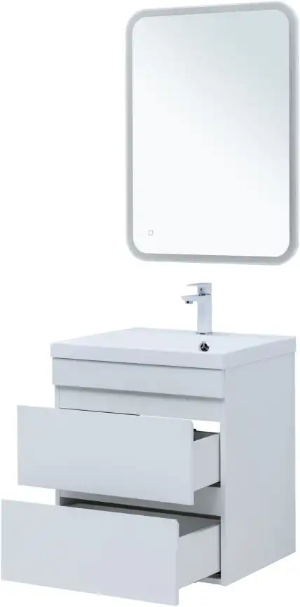 Тумба под раковину Aquanet Нота New 58 2 ящика, белый глянец 335417 фото 9