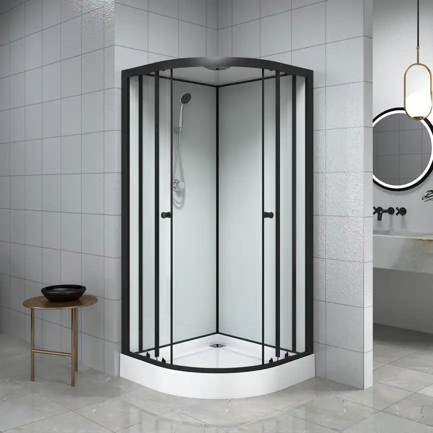 Душевая кабина Loranto 90х90 низкий поддон, прозрачное стекло, профиль Черный, CS-22109 фото 2