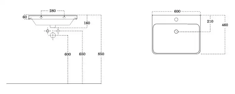 Раковина Sanovit LUXURY 60 11060-KL прямоугольная, Белая глянцевая фото 2