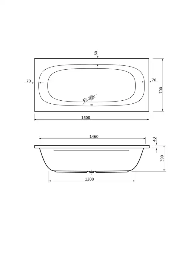 Акриловая ванна Cezares PIAVE 160х70 PIAVE-160-70-42-W37 прямоугольная, Белая фото 3