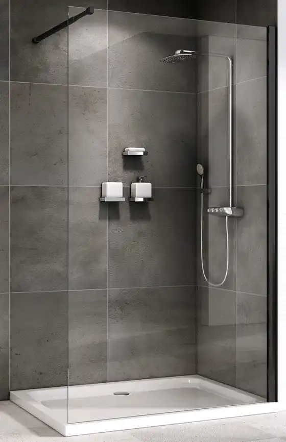 Душевая перегородка Abber Immer Offen 120 см, AG61120B8, профиль Черный, стекло Прозрачное фото 1