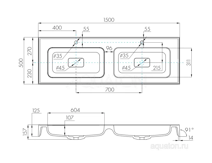 Раковина AQUATON Ричмонд 150 1A70573KRD010 фото 5