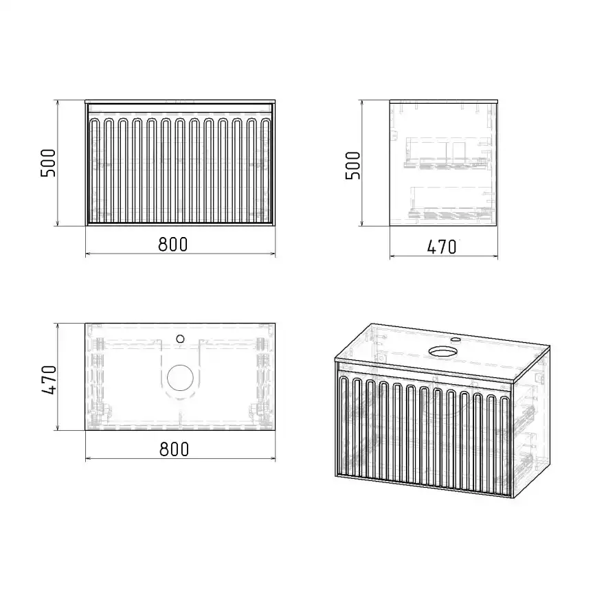 Тумба под раковину Grossman Кристалл 80 подвесная, графит матовый (108043) фото 11