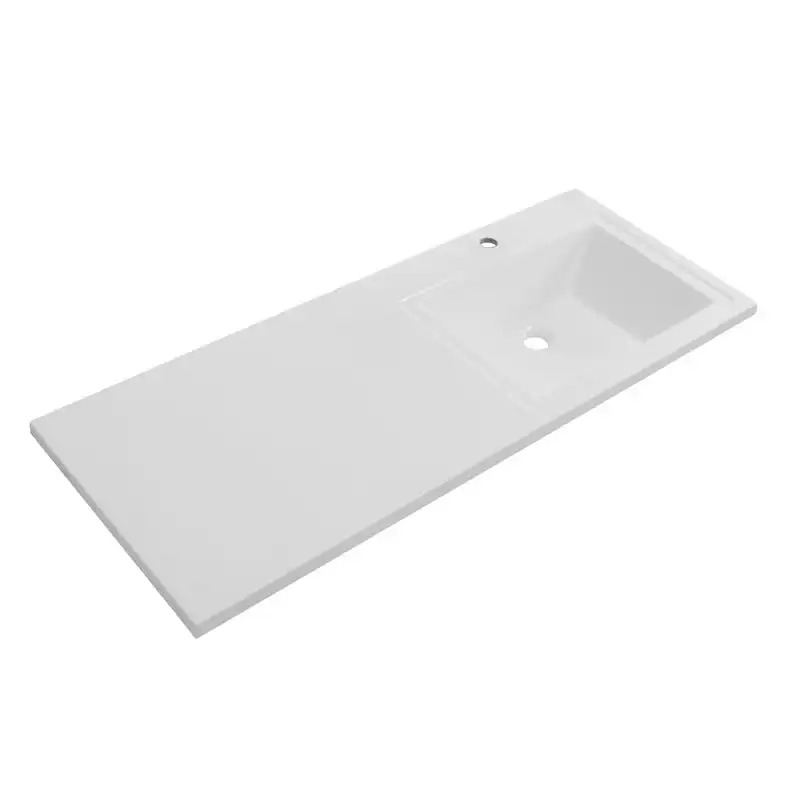 Раковина  BelBagno  120х48 R BB1200/480-LV-MR-R правая над стиральной машиной, из литьевого мрамора, Белая фото 2
