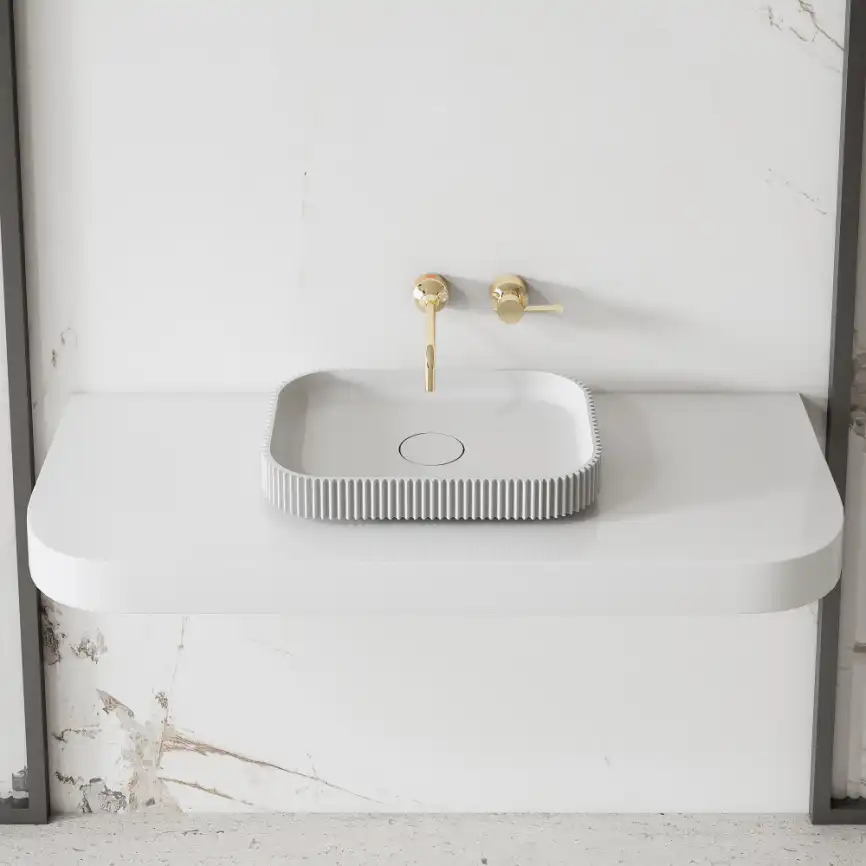 Раковина накладная ABBER STEIN 50х35х6 AS2602, прямоугольная, белая матовая фото 2