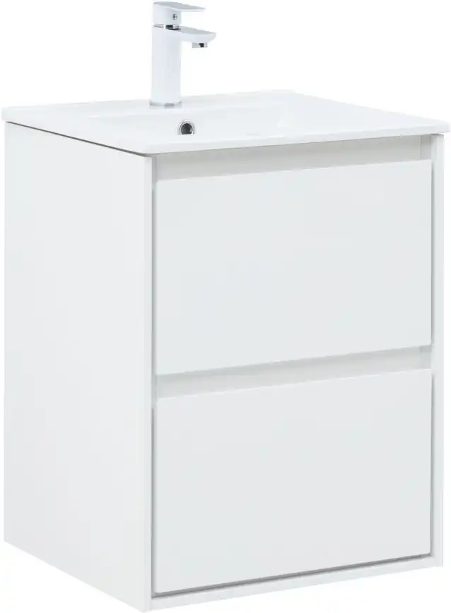 Тумба под раковину Aquanet Милан 50 белый глянец, подвесная, 336366 фото 1