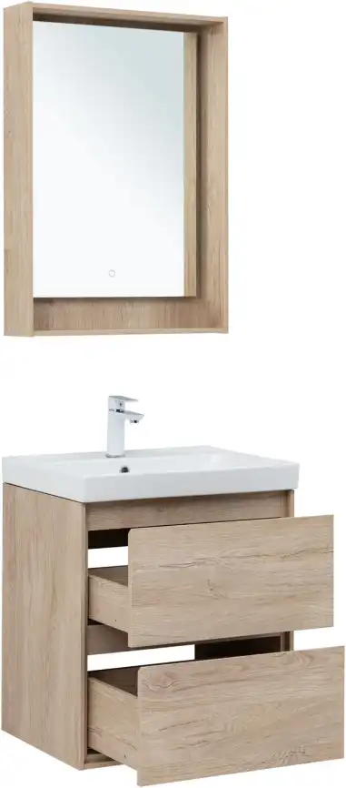 Тумба под раковину Aquanet Милан 60 дуб светлый, подвесная, 336382 фото 13