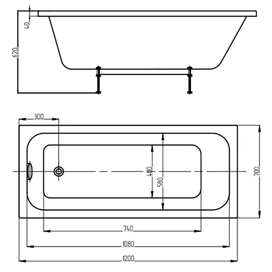 Акриловая ванна AZARIO BELLA 120х70 AV.0020120, прямоугольная фото 6