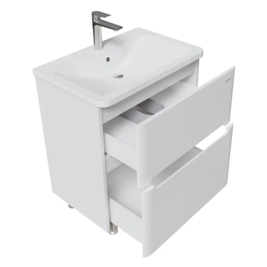 Тумба под раковину Grossman Адель-Норма 70 напольная, белая глянцевая (107018) фото 5