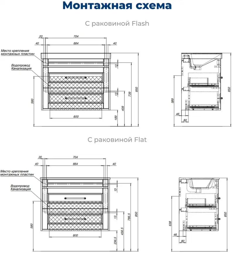 Тумба под раковину Aquanet Бостон new 80 белый сатин, 306368 фото 3