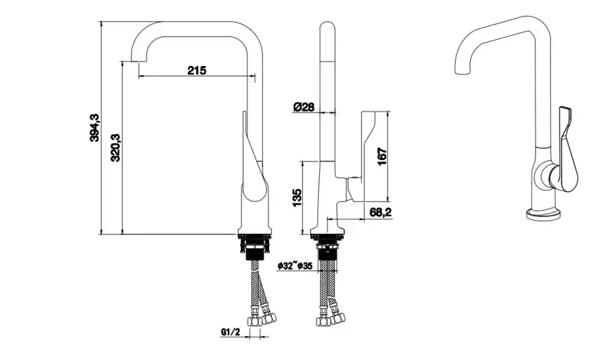Смеситель для кухни Aquatek Вега AQ1083CR поворотный излив, Хром фото 2