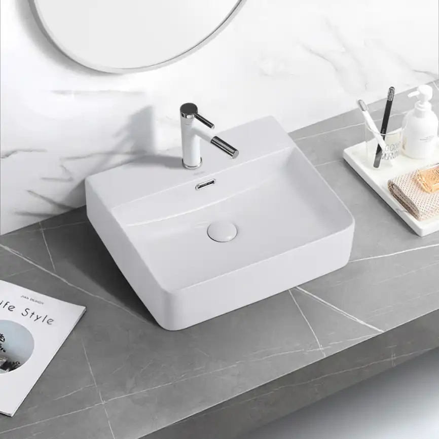 Раковина накладная ABBER RECHTECK 50х42х13 AC2203, прямоугольная, белая фото 4