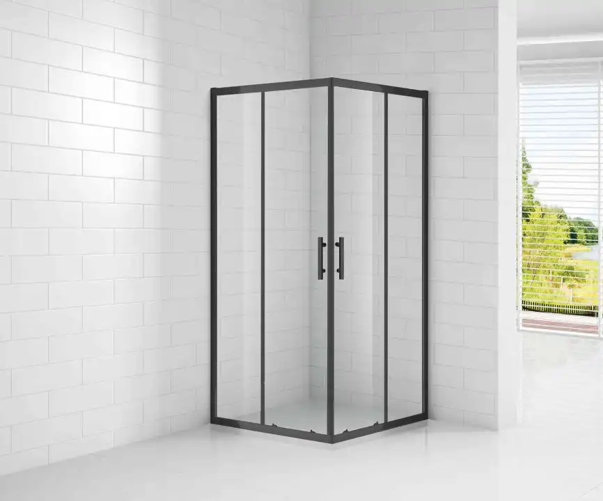 Душевой уголок CEZARES ECO-O-A-2-90-C-NERO профиль Хром стекло Прозрачное фото 1