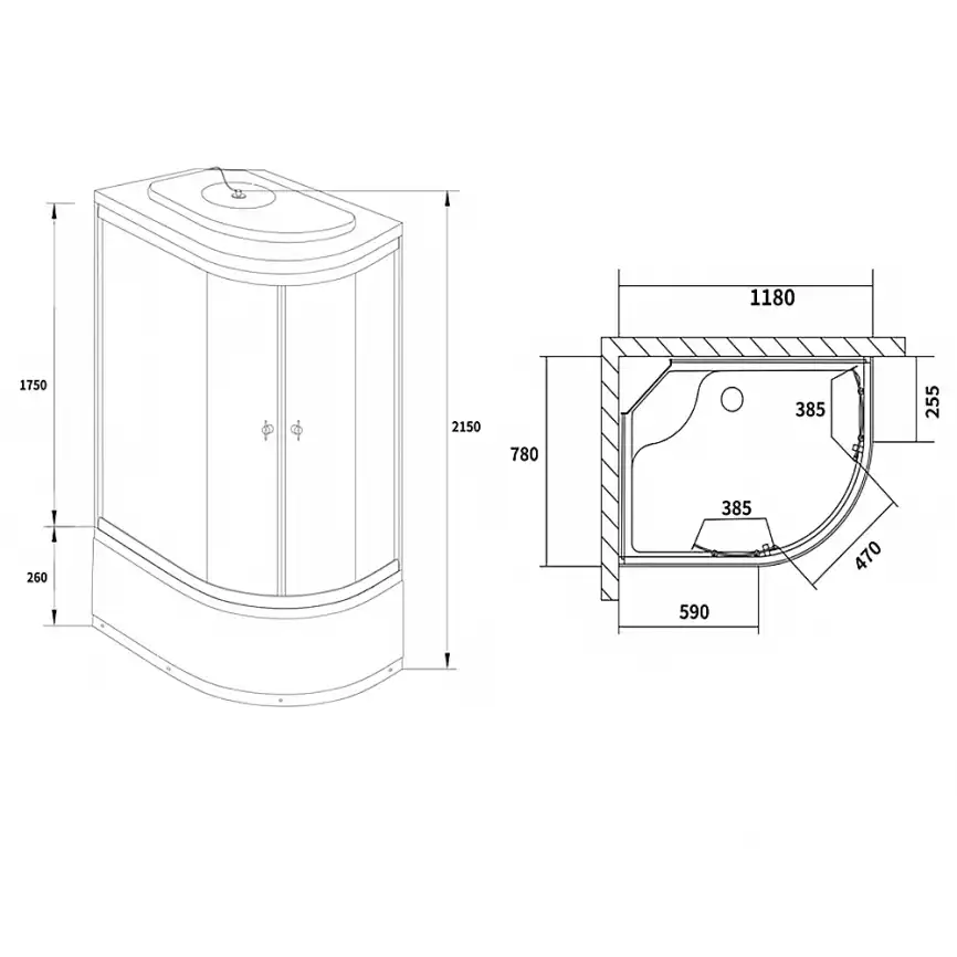 Душевая кабина Loranto 120х80, средний поддон, Матовое стекло, CS-985-LTM/W-120 фото 3
