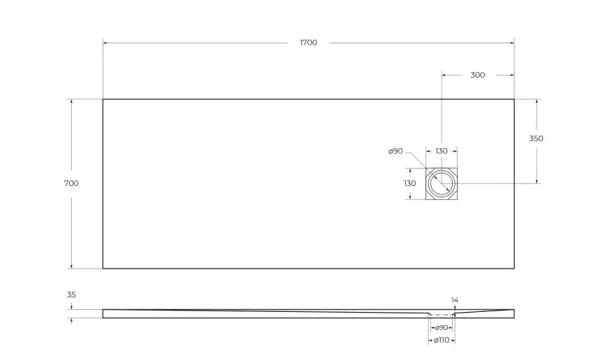 Душевой поддон BelBagno UNO 170х70 из искусственного камня, TRAY-MR-UNO-AH-170/70-35-W-CR, Белый фото 7