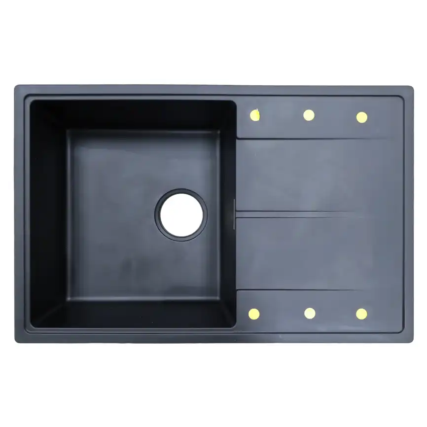 Кухонная мойка AZARIO Izmir 740х480х197 кварцевая, прямоугольная, цвет Черный: CS00097684 фото 1