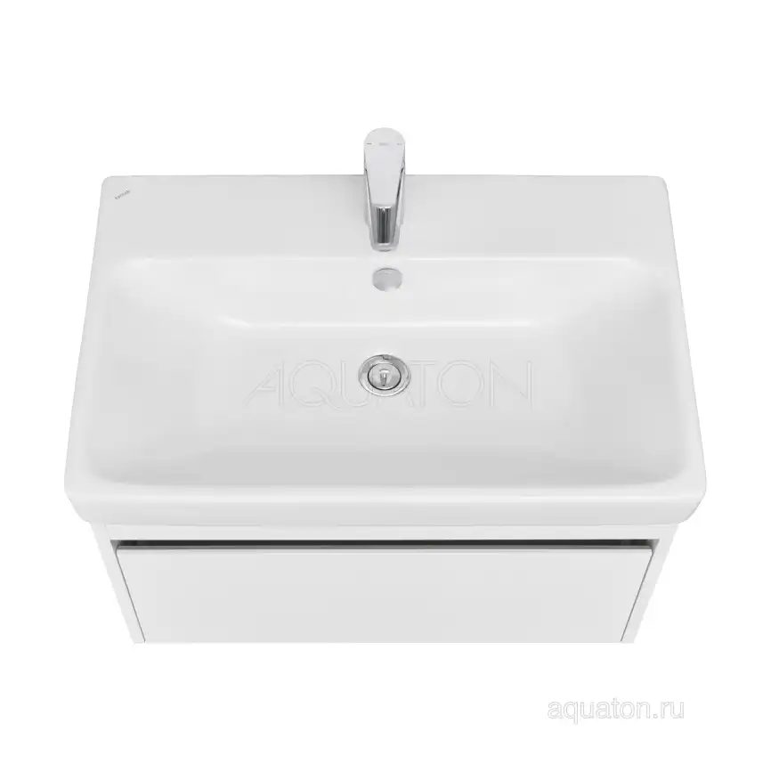 Тумба под раковину Aquaton Марти 70 1A267501MY010 подвесная цвет, белый / дуб эндгрейн фото 4