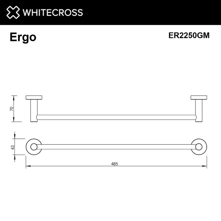 Полотенцедержатель Whitecross ERGO gunmetal 45 см, ER2250GM, Оружейная сталь фото 2