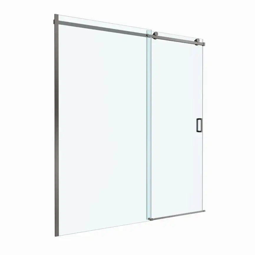 Душевая дверь BelBagno SOFT_CLOSE-2-BF-1-180-C-GM стекло прозрачное, профиль Оружейная сталь фото 11