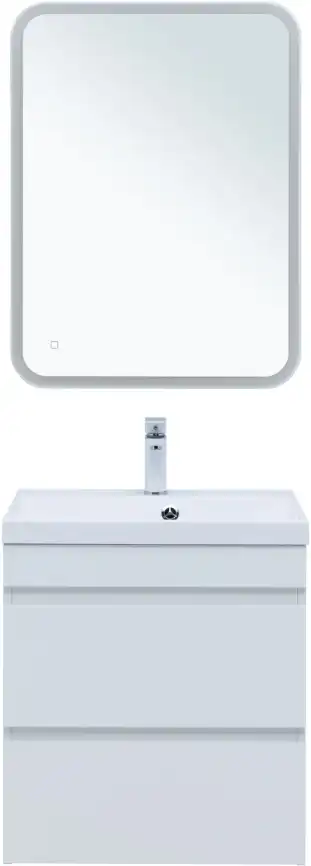 Тумба под раковину Aquanet Нота New 58 2 ящика, белый глянец 335417 фото 8