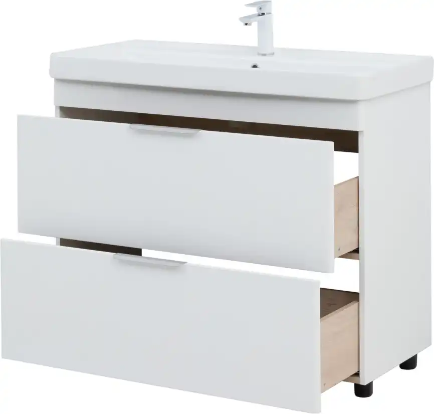 Тумба под раковину Aquanet Ирис New 100 напольная, белый глянец, напольная, 339257 фото 11