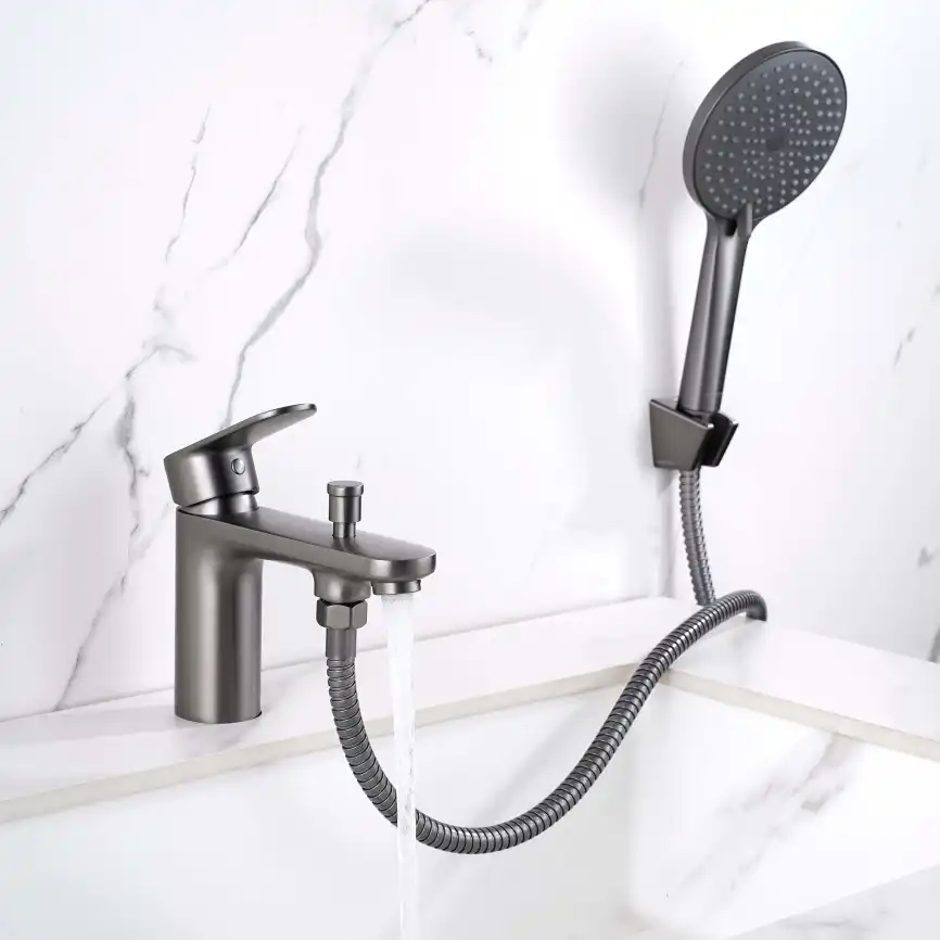 Смеситель на борт ванны Aquatek Ника AQ1844BGM, Оружейная сталь фото 9