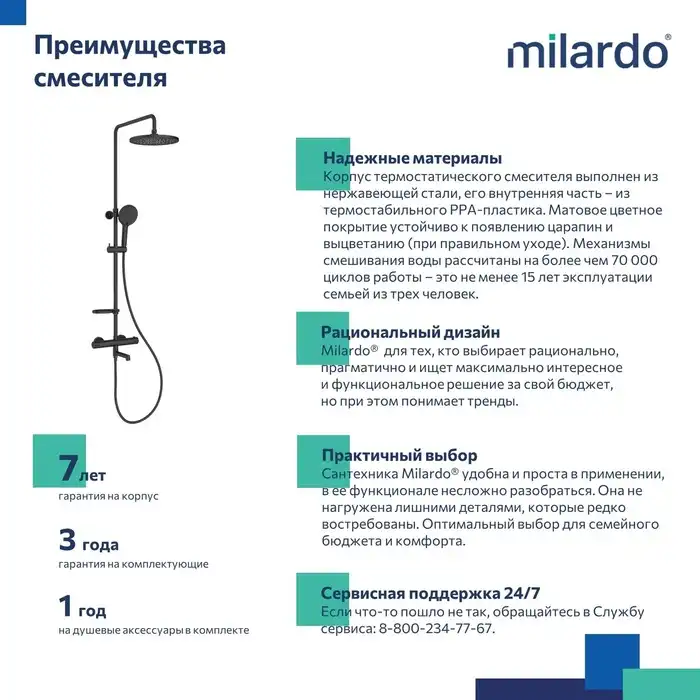 Душевая система Milardo Ideal Spa ILSBLTHM06 для ванны с изливом цвет, Черный матовый фото 8