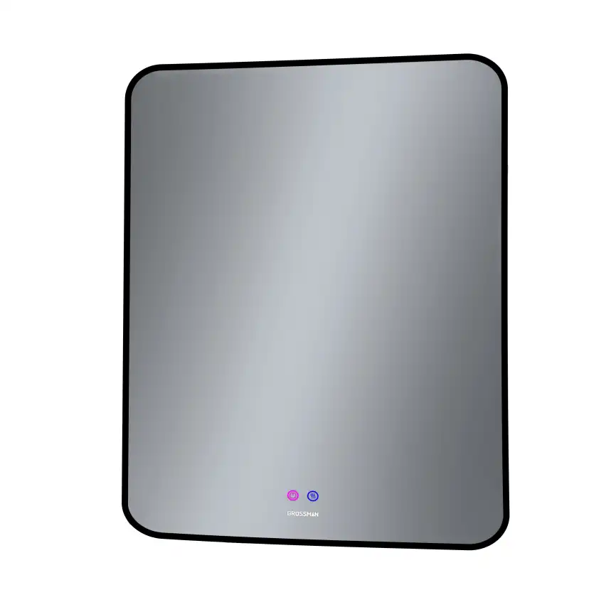 Зеркало Grossman ELEGANS-норма BLACK 70х80 1770802 с подстветкой, сенсорный выключатель, с подогревом, Черный матовый фото 1