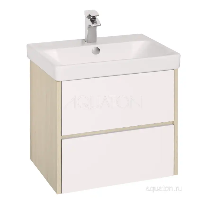 Тумба под раковину Aquaton Сканди 70 1A251801SDB20 подвесная цвет, белый / дуб верона фото 1