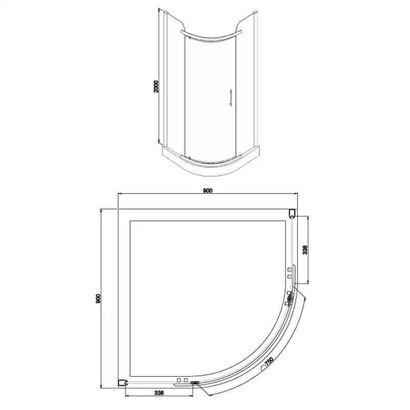 Душевой уголок Azario Edmonton 90х90х200 AZ-NNC2231 900 профиль Хром, стекло Прозрачное фото 4