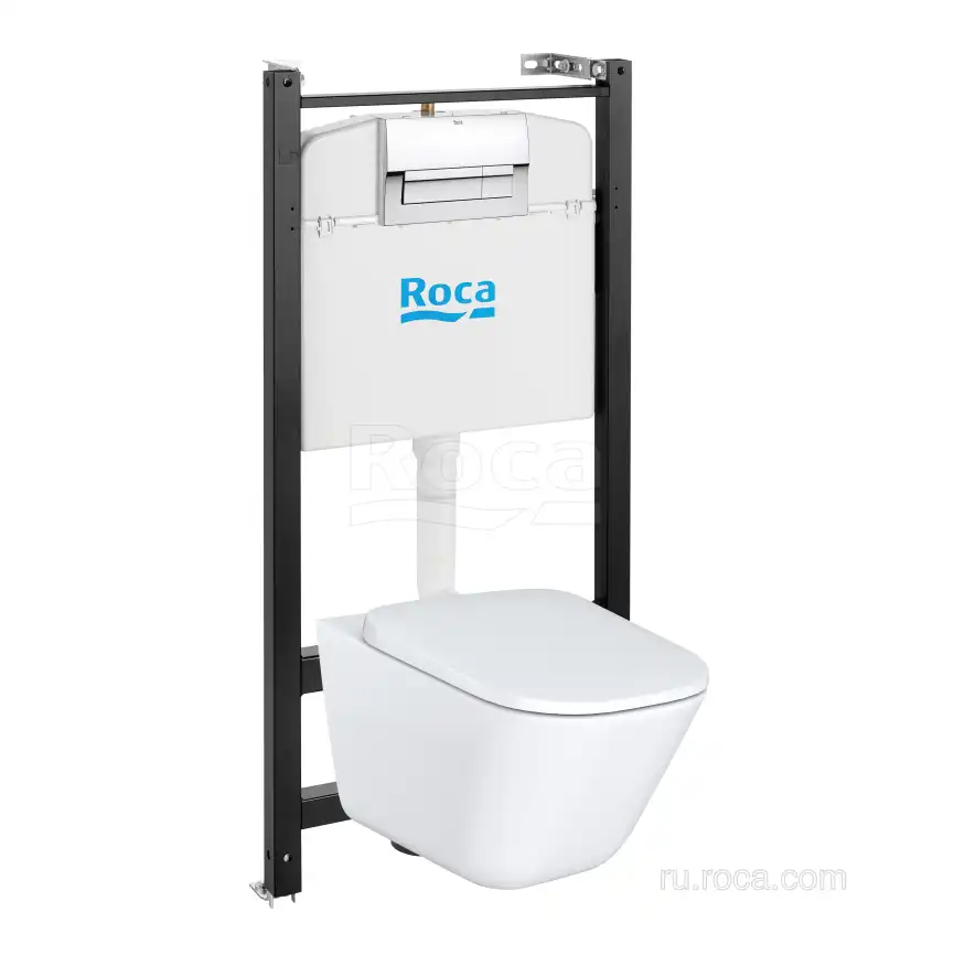 Комплект унитаза с инсталляцией Roca The Gap 893104100 подвесная чаша Rimless + инсталляция + сиденье + панель смыва фото 1
