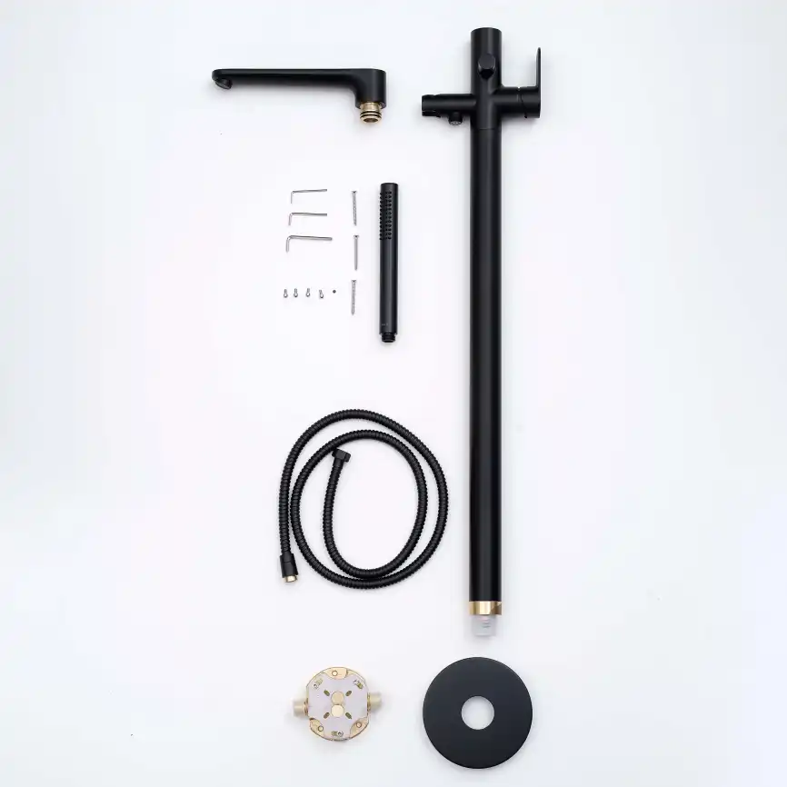 Напольный смеситель для ванны Aquatek Ника AQ1845MB, Черный матовый фото 6