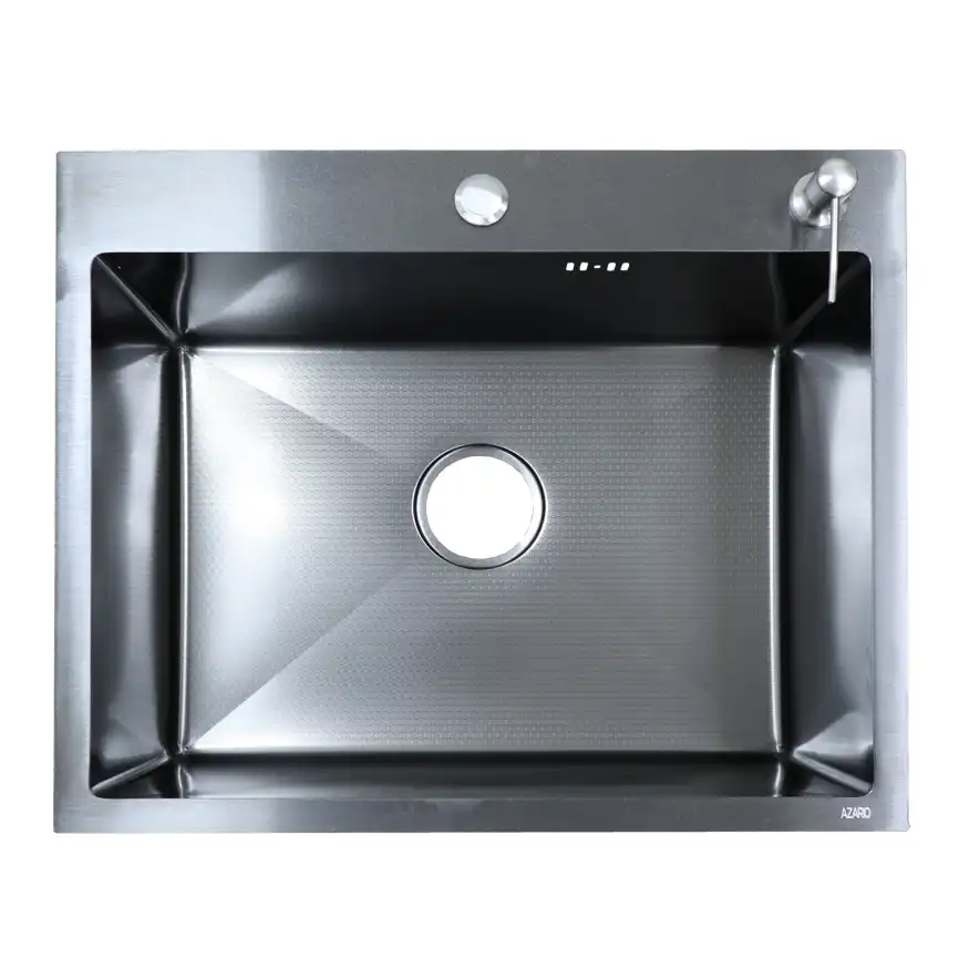 Кухонная мойка AZARIO NICOLE 500х500х220 нержавеющая сталь, черная соты: AZB5050H фото 2