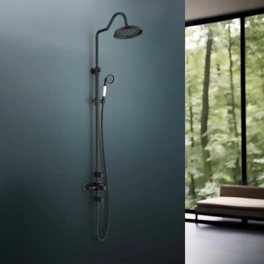 Душевая система Aquatek КЛАССИК AQ2563MB с термостатом, Черный матовый фото 5