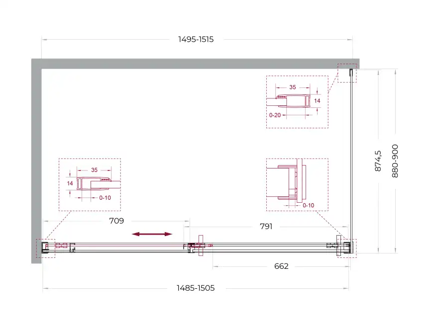 Душевой уголок BelBagno SOFT_CLOSE-1-AH-1-150/90-C-GM стекло прозрачное, профиль Оружейная сталь фото 11