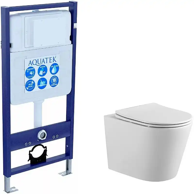 Комплект унитаза с инсталляцией Aquatek SET AQUATEK ВЕГА cmp с сиденьем Микролифт фото 1