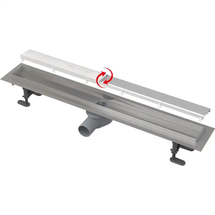 Душевой лоток AlcaPlast APZ13-DOUBLE9-650 Fit&Go с двухсторонней решеткой / Хром матовый фото 1