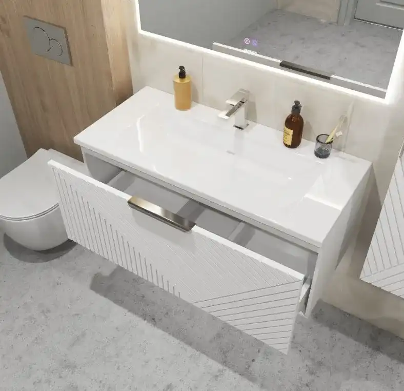 Тумба под раковину Grossman Блисс 100 подвесная, белая матовая (1010050) фото 3