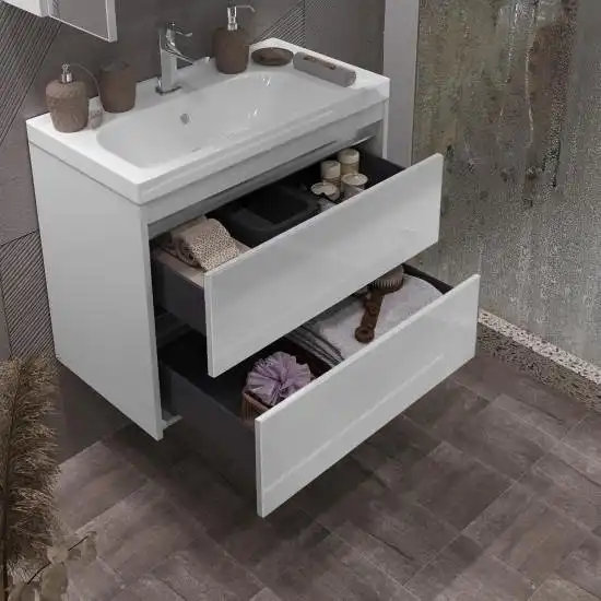 Тумба с раковиной Opadiris Фреш 70 00-00007086 подвесная цвет, белый фото 4