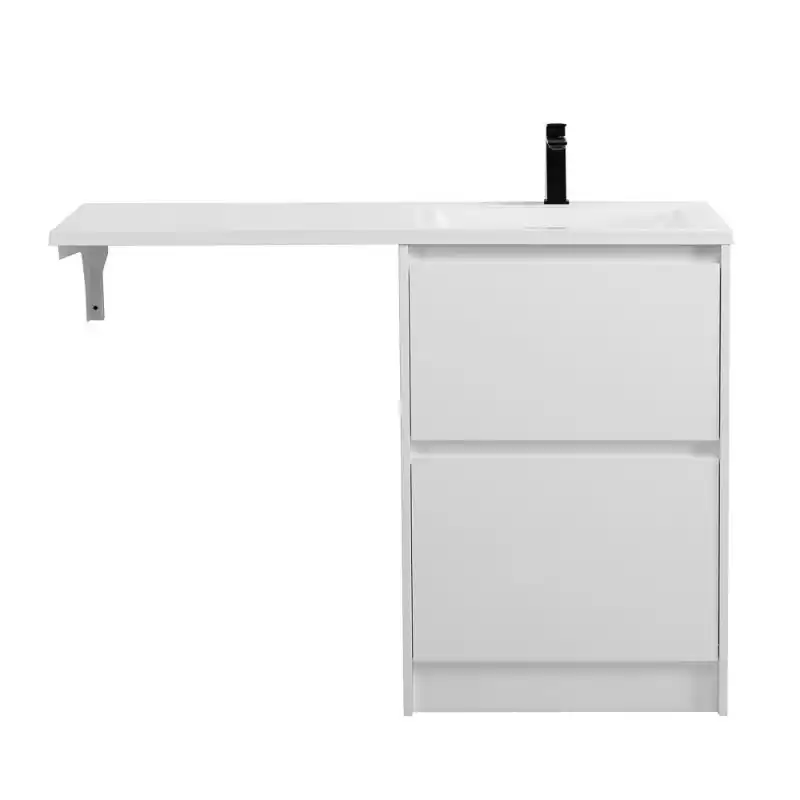 Раковина  BelBagno  120х48 R BB1200/480-LV-MR-R правая над стиральной машиной, из литьевого мрамора, Белая фото 5