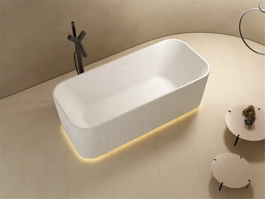 Ванна  Abber Stein 170х75 AS9663 из искусственного камня, Белая матовая фото 4