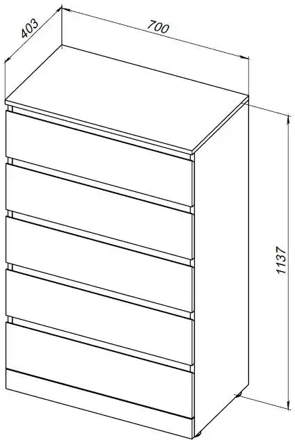 Комод Aquanet Сканди 700x400 Дуб эдгрейн (5 ящиков) 302551 фото 2