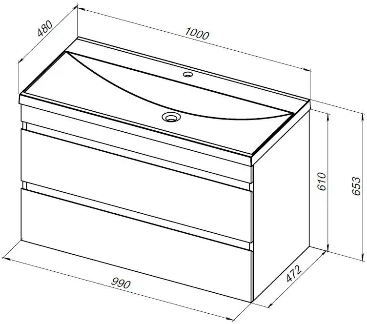 Тумба под раковину Aquanet Нота New 100 белый глянец 335420 фото 2