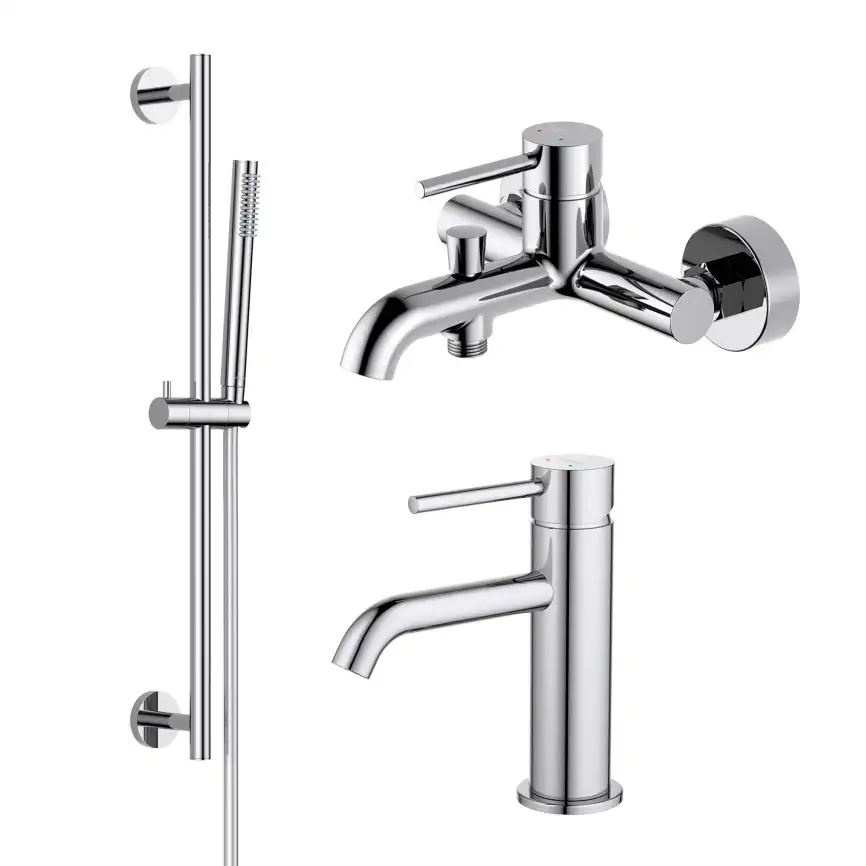 Комплект смесителей для ванны Aquatek Европа AQ1330CR, 3 в 1 однорычажный, Хром фото 1