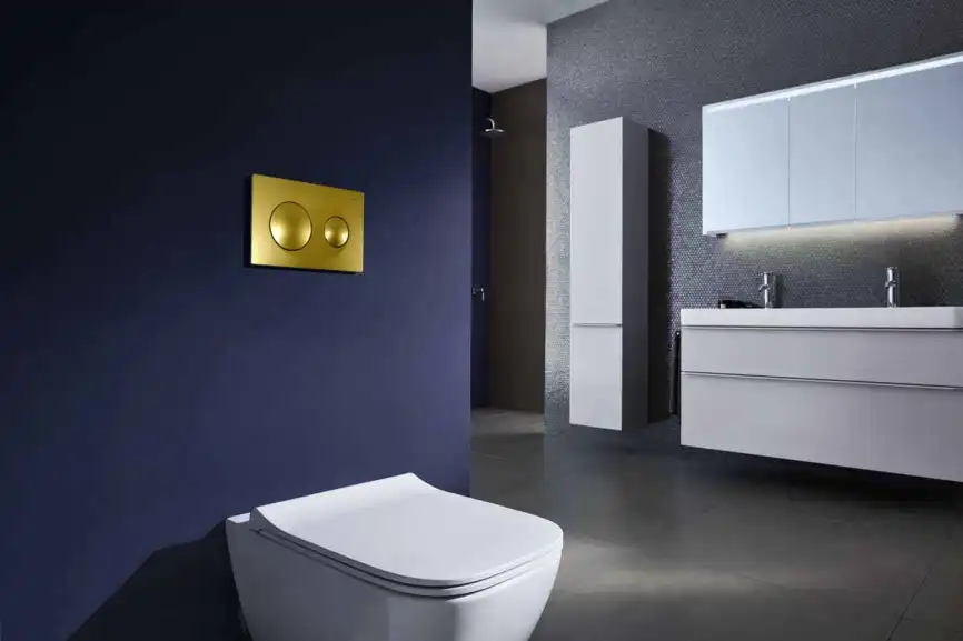 Кнопка смыва Azario AZ-8200-0014 двойная, золото матовое фото 2