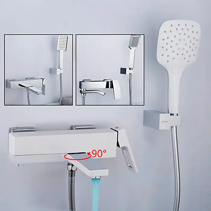Смеситель для ванны Gappo G3217-8  с коротким изливом, Белый / Хром фото 1