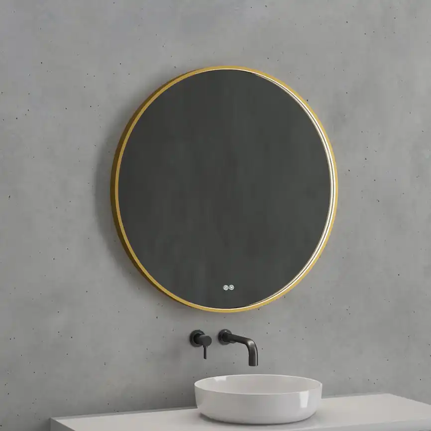 Зеркало с подсветкой AVS AZ 80 см Антипар Брашированное золото фото 2