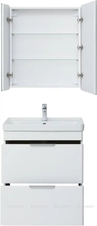 Тумба под раковину Aquanet Ирис new 70 белый глянец (2 ящика) 310153 фото 4