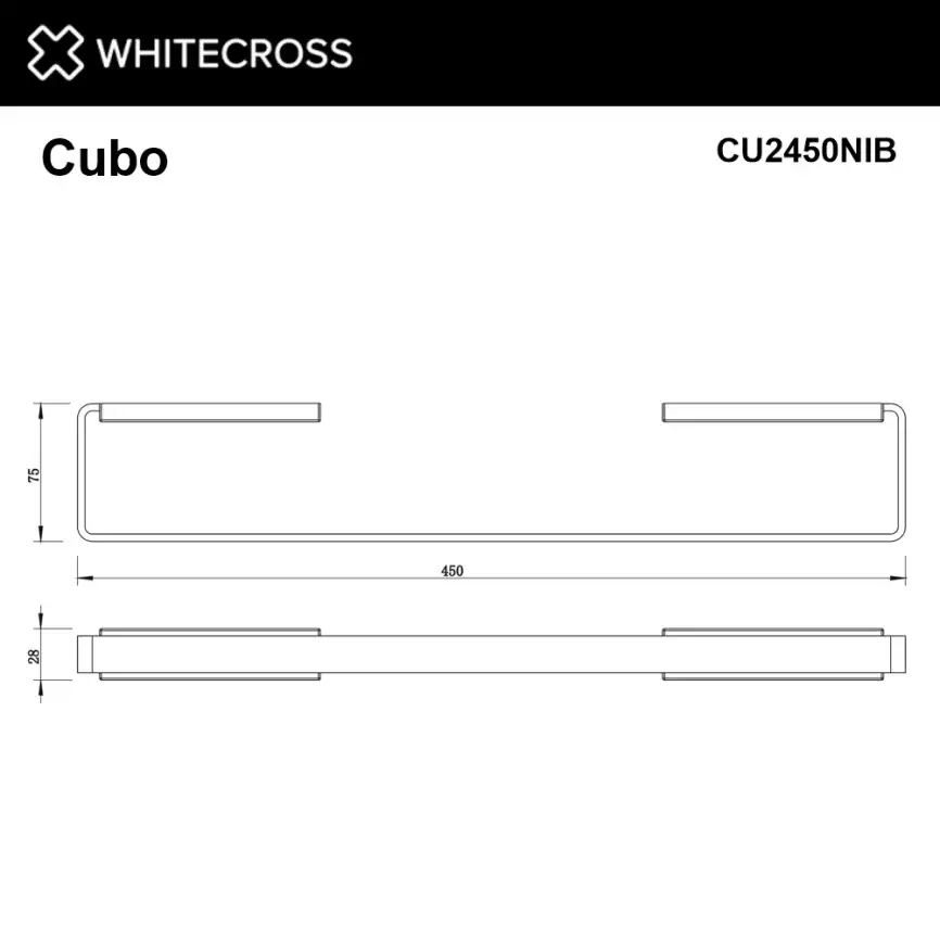 Полотенцедержатель Whitecross CUBO nickel brushed 45 см, CU2450NIB, Никель брашированный фото 2