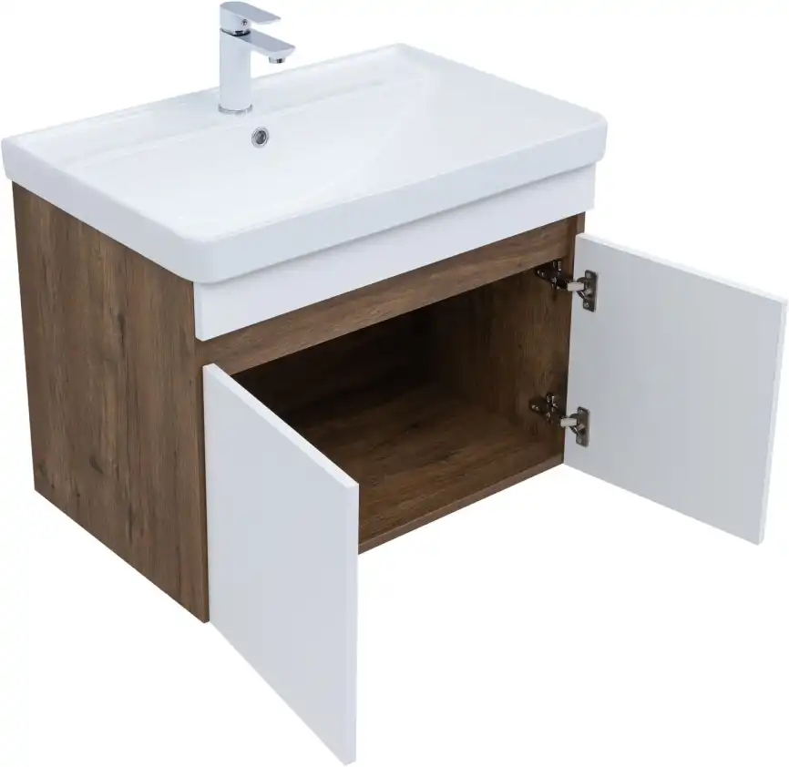 Тумба под раковину Aquanet Оптима 70 дуб рустикальный/белый сатин, 344792 фото 4